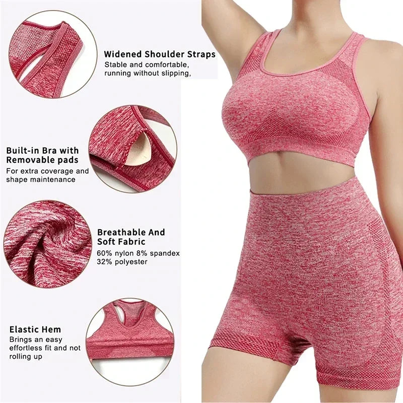 Ensemble de Yoga Shorts de gymnastique femmes Sport soutiens-gorge brassière hauts d'entraînement pour femmes vêtements de Yoga Fitness Leggings ensemble de gymnastique ensembles de Yoga sans couture