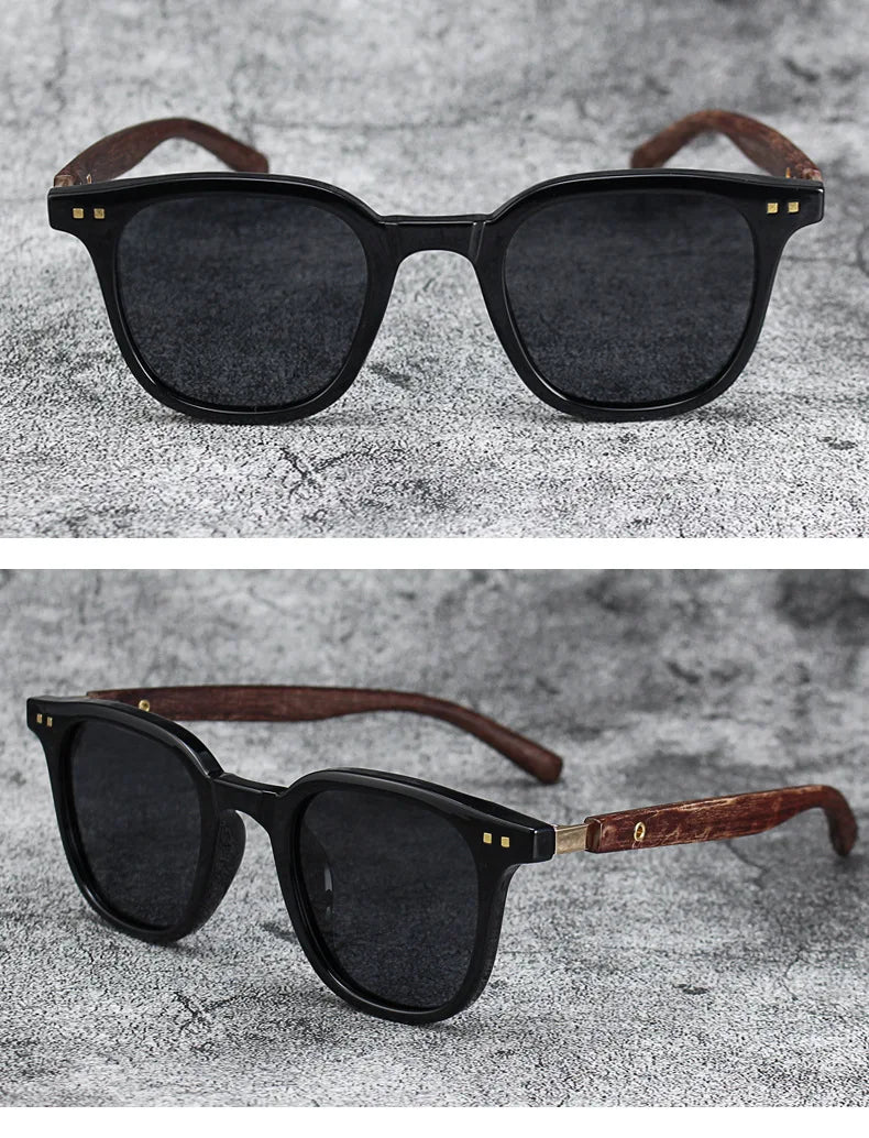 Nouveaux hommes Vintage cadre en bois lunettes de soleil marque classique carré lunettes de soleil revêtement lentille conduite lunettes pour femmes mâle