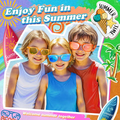 8 - 64pcs enfants lunettes de soleil cadeau de fête en vrac pour les enfants de 3 - 12 ans, lunettes de soleil translucides néon avec Protection UV 400, Pool birthday party Supplies Gift Bag pad