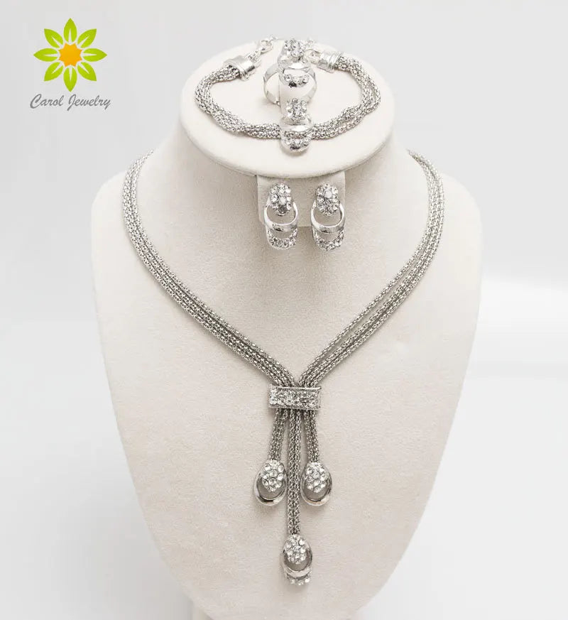 Ensemble de Bijoux en Forme de Carillon pour Femme, Bijoux en Or et Argent, Perles, Collier, Boucles d'Oreilles, Bracelet, Bagues, Livraison Gratuite, Dernière Mode