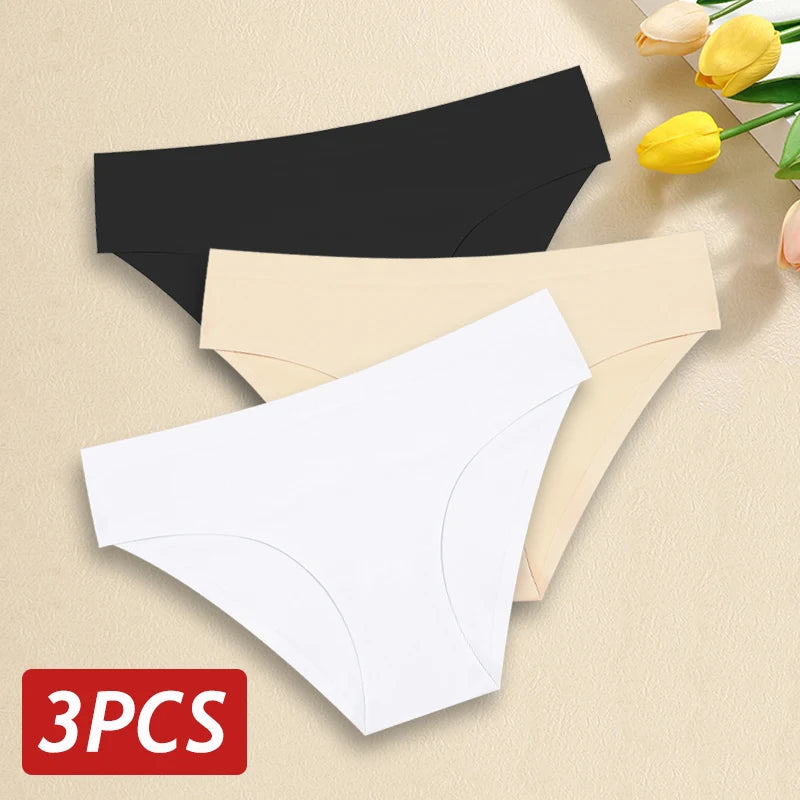 3 pièces/ensemble femmes culottes Sexy sans couture sans Trace sous-vêtements taille basse slips 9 couleurs unies respirant intimes Lingerie Ultra mince