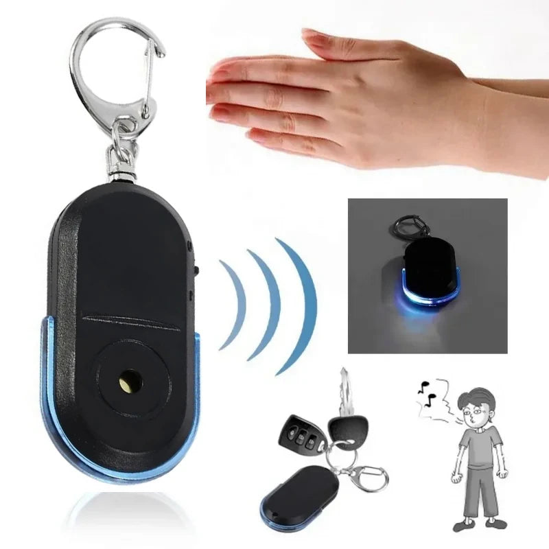 Smart Trouver Locator Anti-Lost Key Finder Porte-clés Sifflet Bip Sound Control LED Torche Portable Clé De Voiture Mini Finder