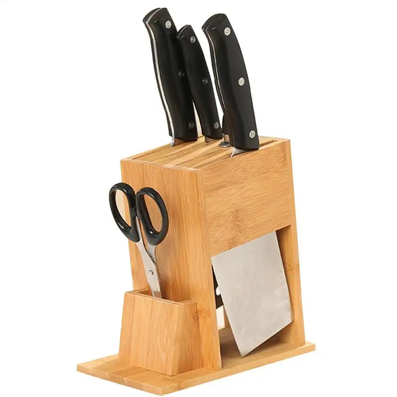 Support de bloc de couteaux en bambou pour la cuisine, support de coupe multifonctionnel, support de rangement de couteaux multifonctionnel pour fournitures de cuisine
