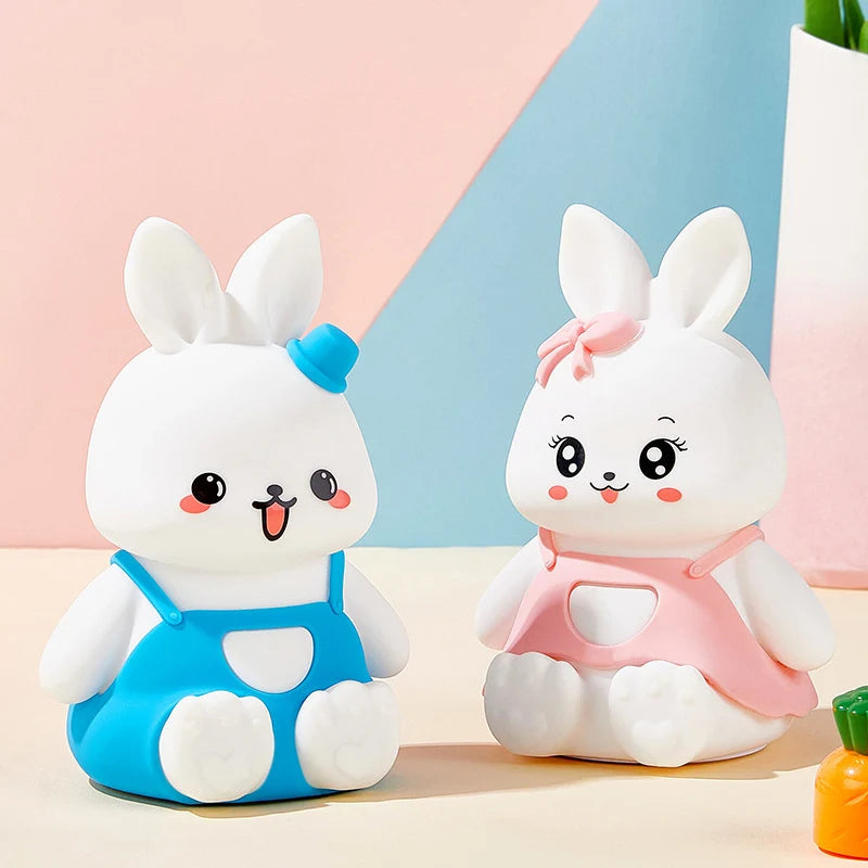 Veilleuses mignonnes pour enfants, 5 couleurs changeantes, lampe LED en forme de lapin en Silicone avec batterie, pour pépinière, enfants, bébé, Camping, décoration de maison