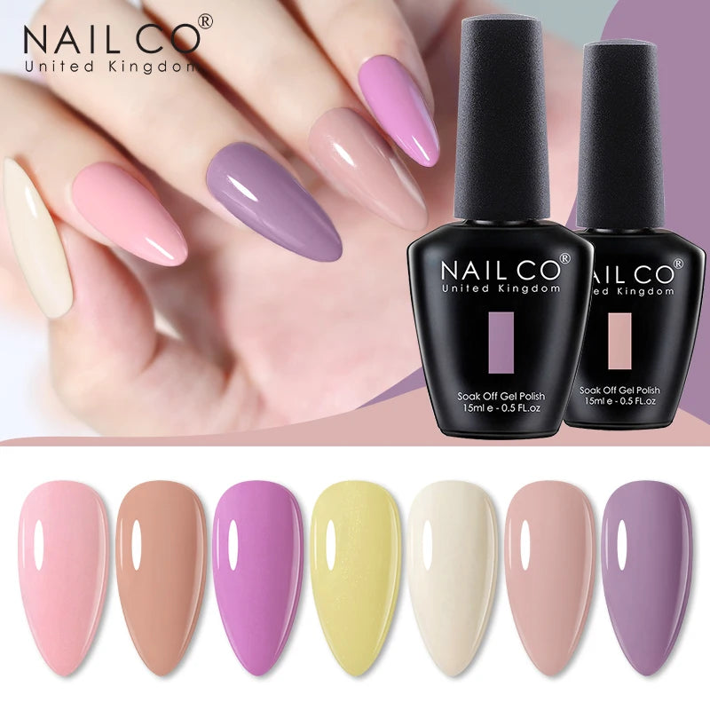 NAILCO 15ml Vernis à ongles Gel Vernis Semi Permanent UV Gel Vernis manucure Vernis Nail Art Nude Gel Poliish