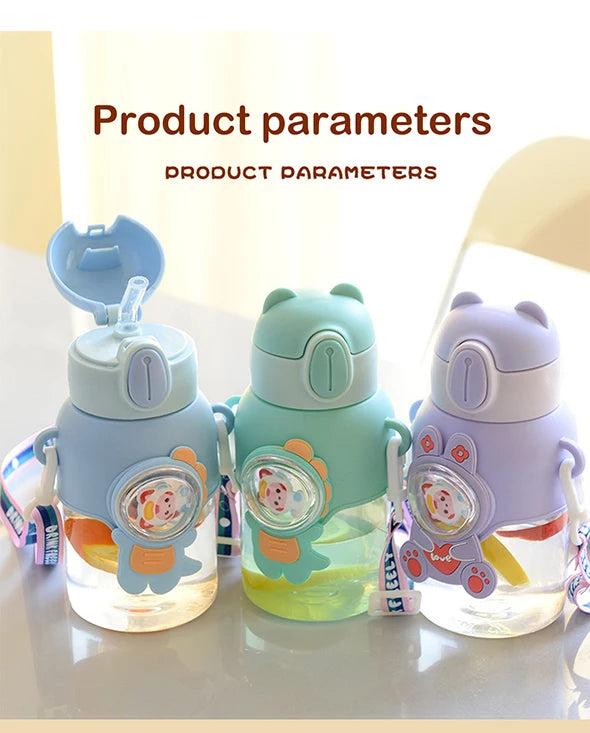 Tasse d'eau d'été Kawaii de 600ML pour enfants, tasse en paille antichute de grande valeur pour garçons et Cirls, bouilloire pour bébé aller à l'école