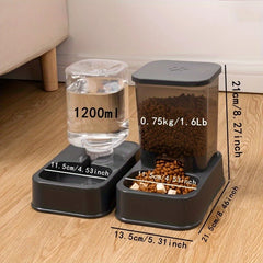 Automatic cat and dog feeder with water dispenser, pet bowl and drinker, intelligent portion control for cats and dogs, battery-free