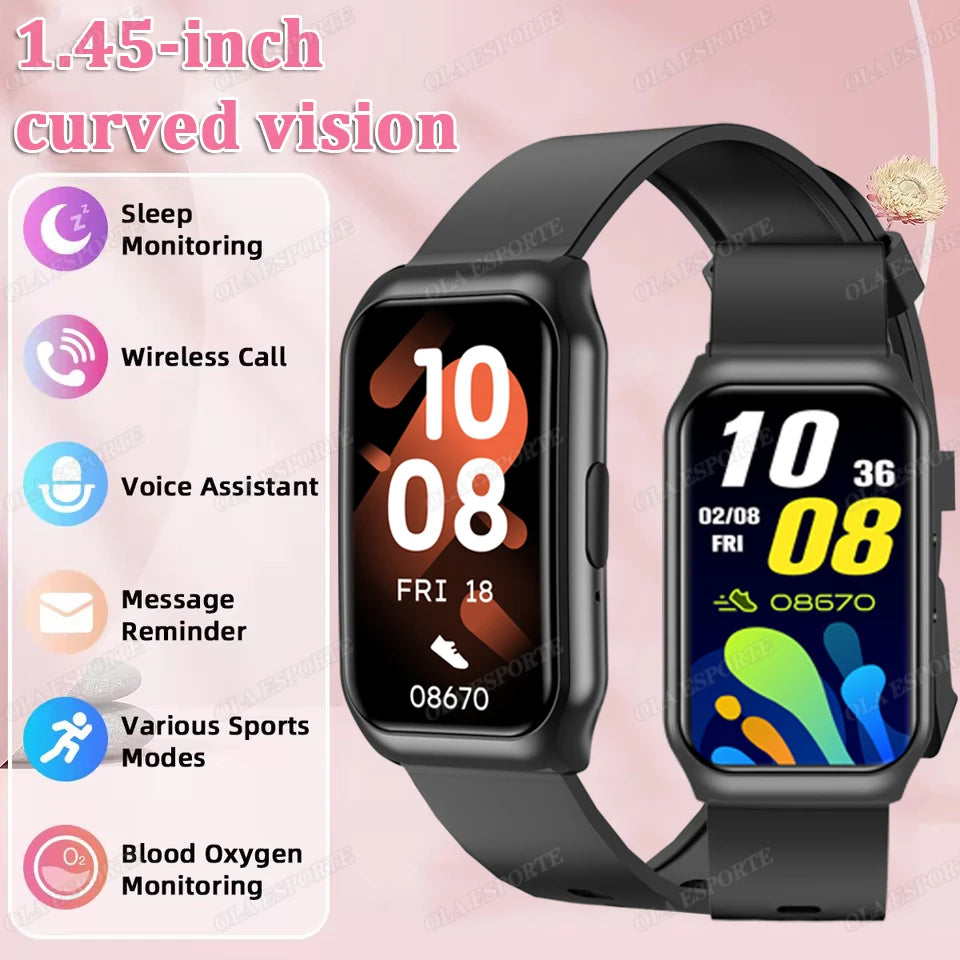 Nouveau écran incurvé montre intelligente 2025 pour montre de santé fréquence cardiaque sang oxygène/pression moniteur de sommeil sport étanche Smartwatch