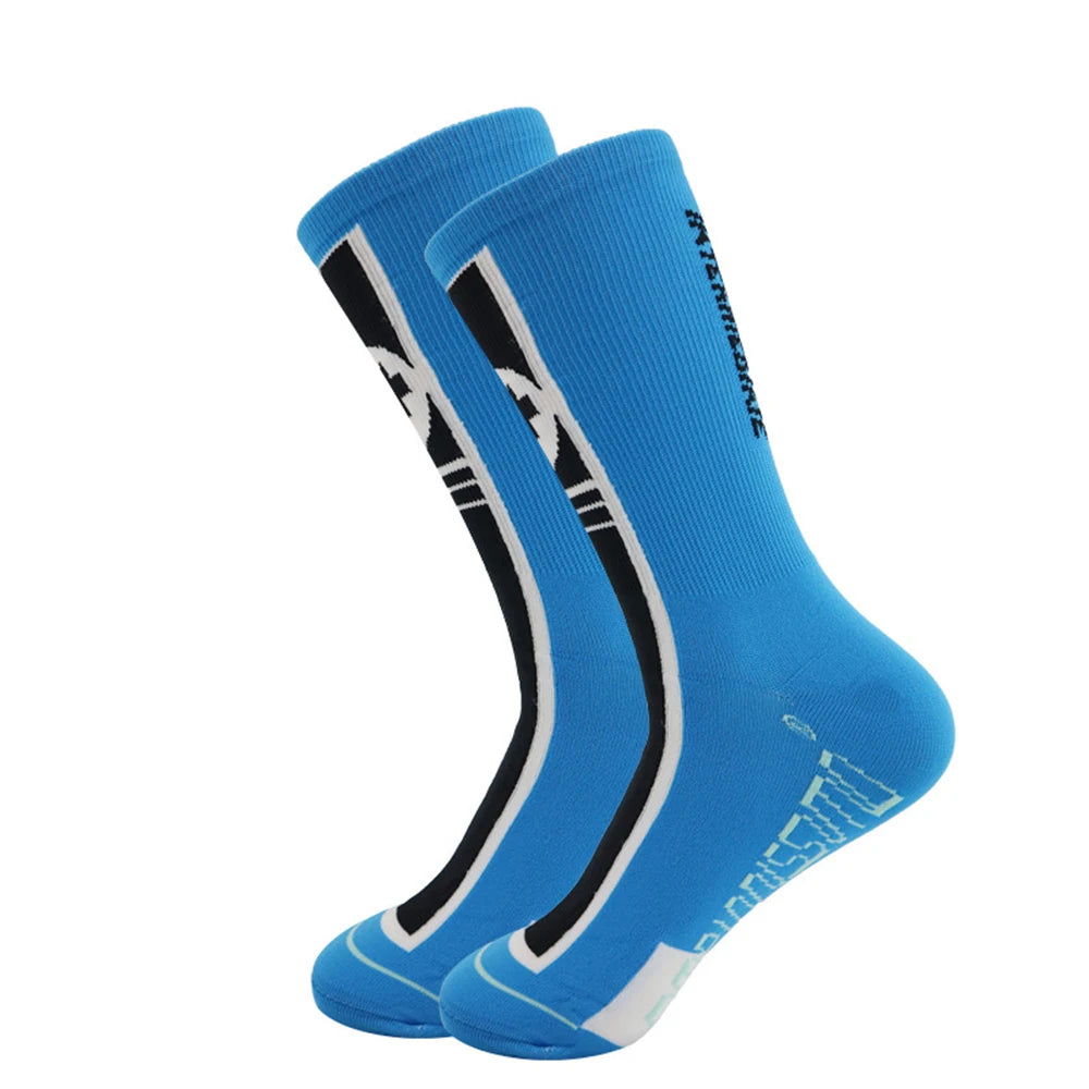 1 pair of football socks specifically designed for professional athletes, with thickened adhesive and anti-slip properties.