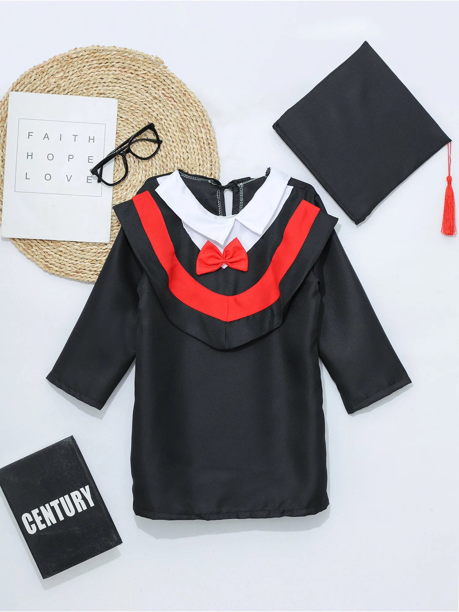 Robe de remise de diplôme pour enfants de la maternelle, avec capuchon à pompon, uniforme de diplômé de l'école primaire préscolaire, Costume de fête Cosplay de photographie