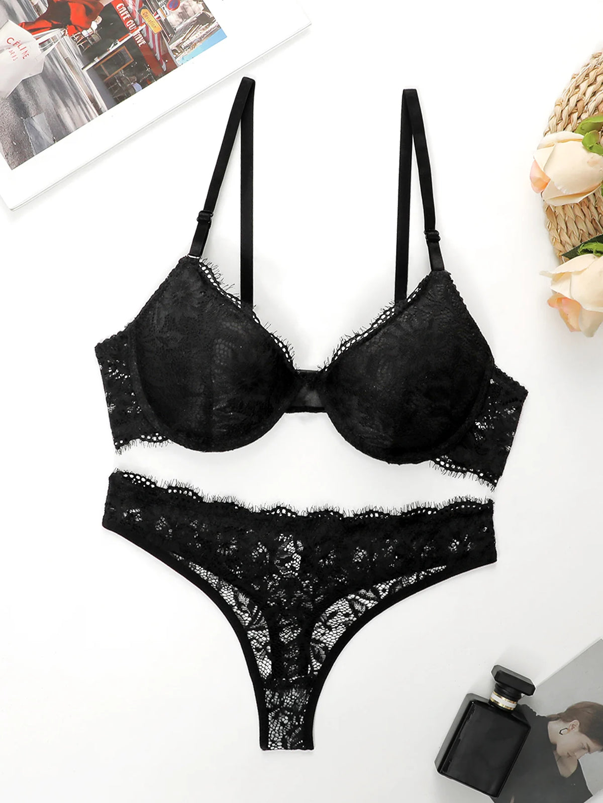 Soutien-gorge et sous-vêtements deux pièces Push Up en dentelle pour femmes, Simple et Sexy, de haute qualité, A3107