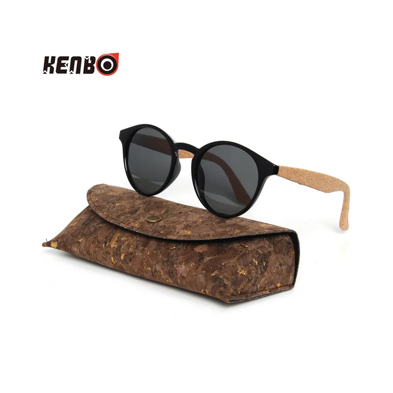 Kenbo haute qualité ronde bois bambou Grain lunettes de soleil polarisées avec étui mode femmes homme nuances lunettes de soleil en bois