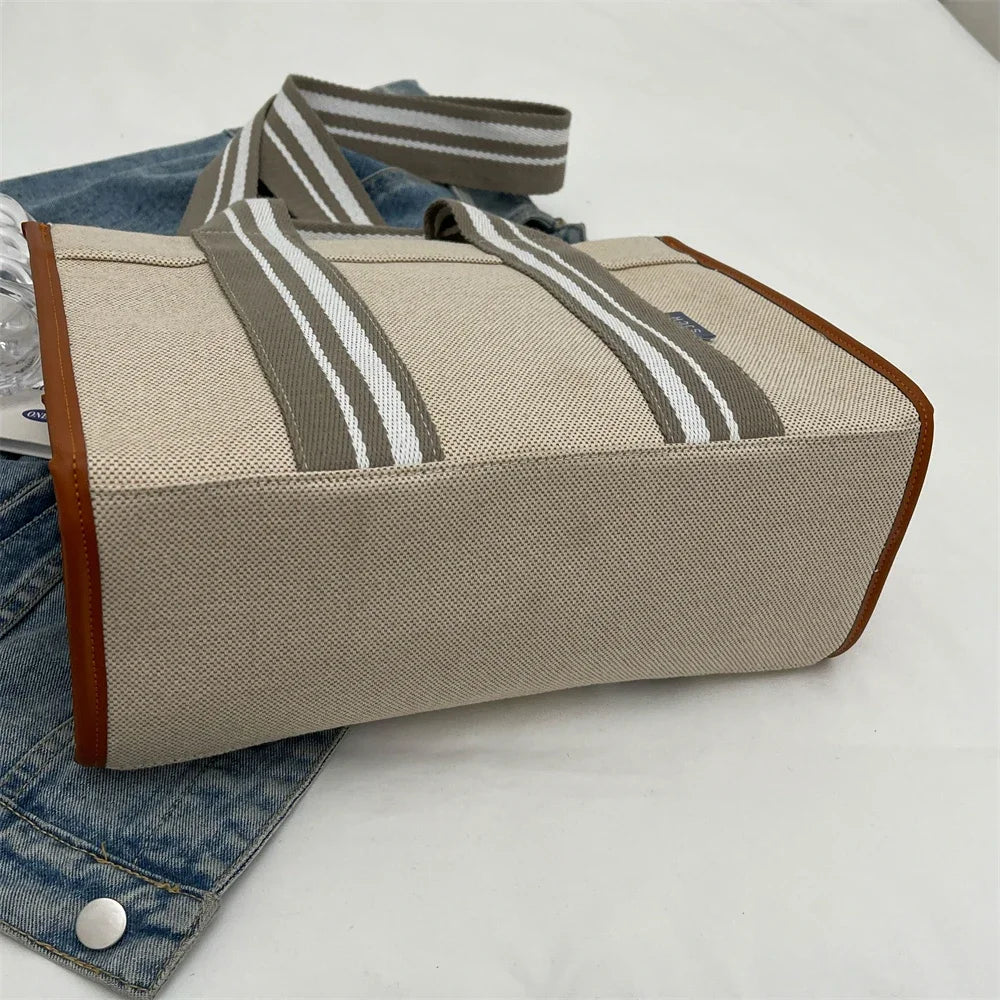 sac de luxe femme sac a mains femme sac bandouillère femme Sacs à main en tissu de lin pour femmes, sac à bandoulière rayé de grande capacité, sac fourre-tout de shopping, dernier document uni, lancé, qualité, 2024