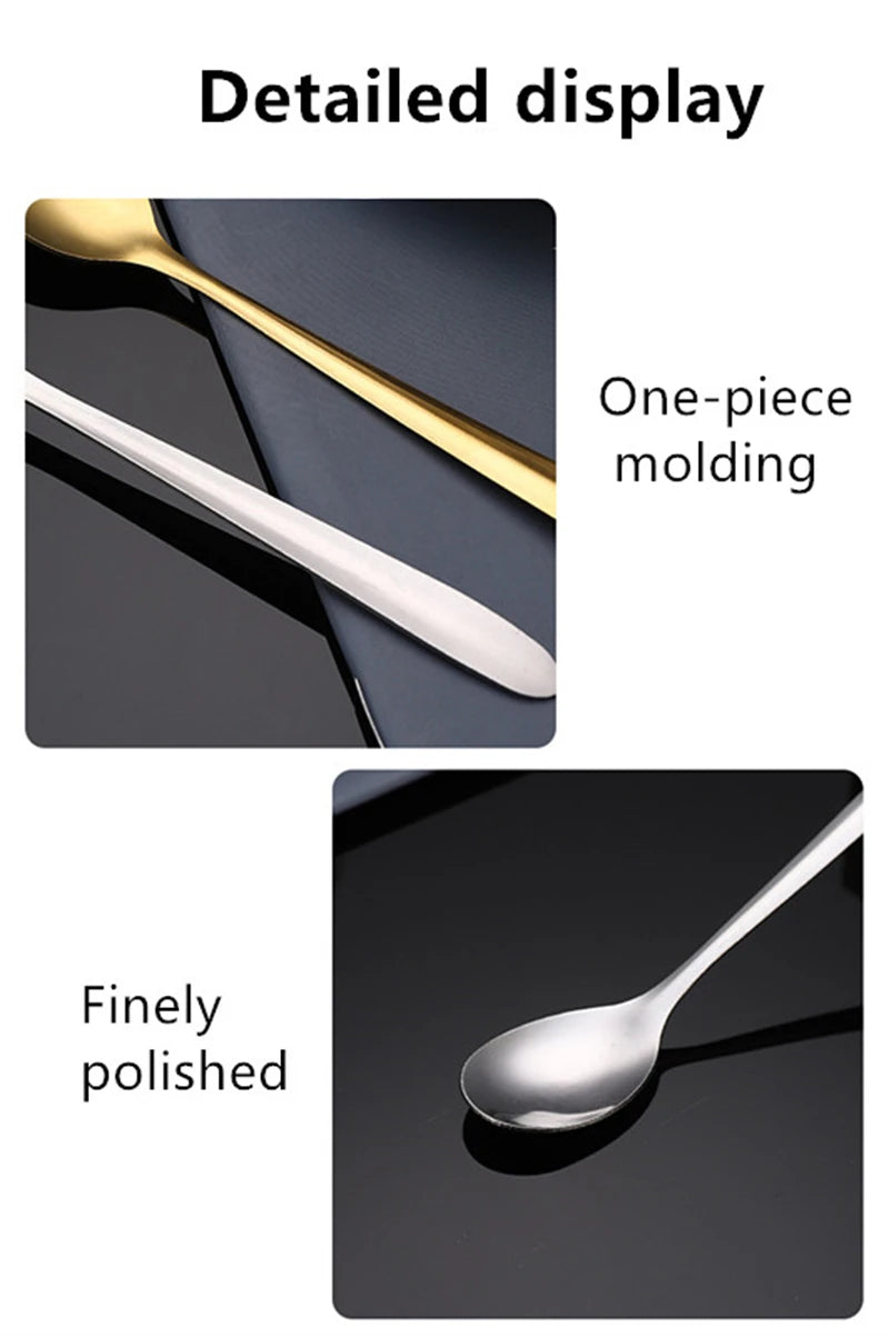 Round, gold-plated stainless steel teaspoons with long handles, for cupcakes, fruit, coffee, honey, desserts, Assad spoon, Britware