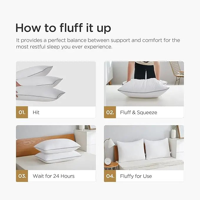 Oreillers de lit rafraîchissants, microfibre 3D de luxe, housse respirante pour dormeurs latérales, dos et ventre, réduit la douleur au cou, paquet de 4