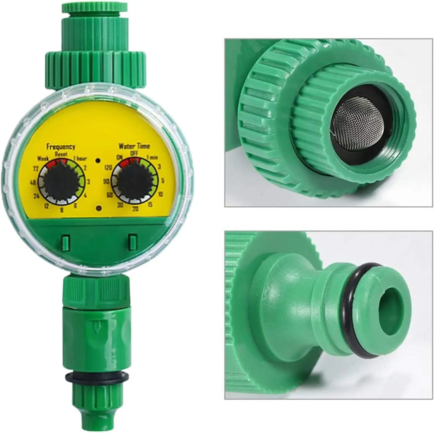 Automatic electronic outdoor sprinkler hose, green plastic, garden, clay, timer