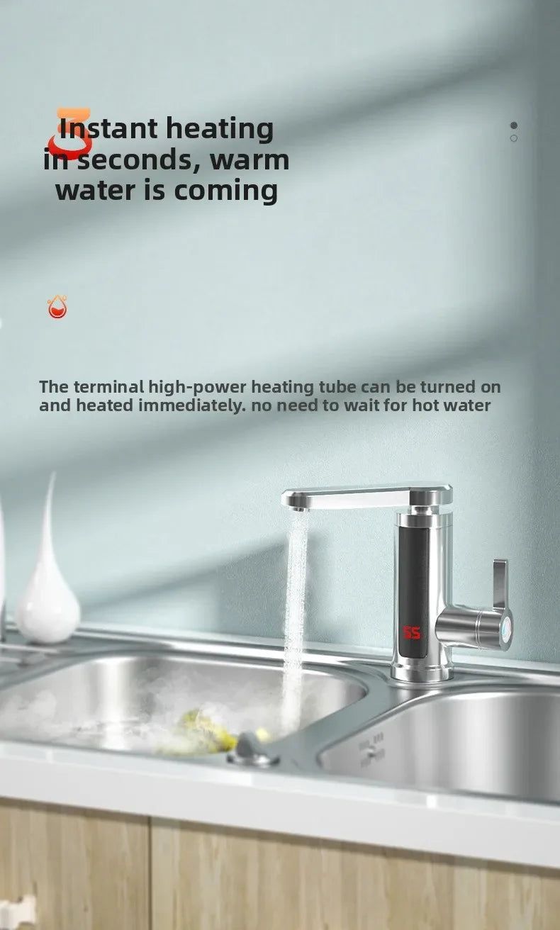 Chauffe-eau électrique 220V, robinet de cuisine, chauffage instantané sans réservoir, mélangeur chauffant coulant, affichage numérique