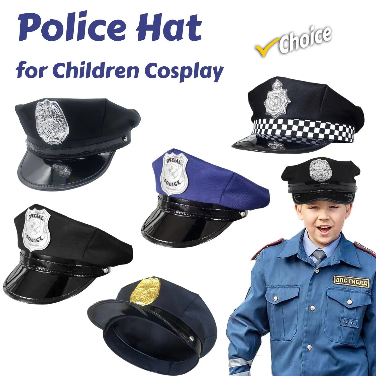 Chapeau de police pour enfants Chapeau pour enfants Couvre-chef Costume pour enfants Chapeau de police pour carnaval Vacances Performance sur scène Anniversaire Fantaisie Dres