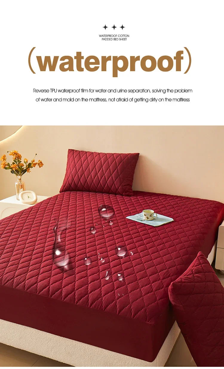 Housse de matelas 100% imperméable, drap-housse épais de couleur unie, simple/Queen/King, 135x200cm, 160x200cm, housse de lit souple