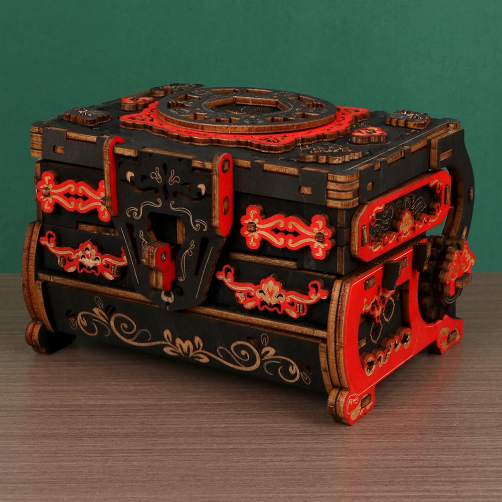 Boîte de rangement vintage en bois sculpté pour femme, puzzle 3D, boîte à bijoux classique, exquis, cadeau d'anniversaire, cadeau de Noël