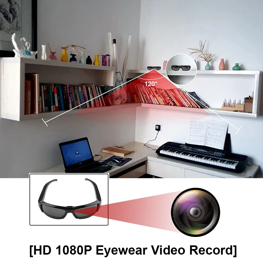 Mini caméra portable avec lunettes, enregistreur vidéo extérieur, prise de photos, cyclisme, contrôle à un bouton, HD, 1080P