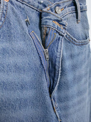 Jeans asymétriques à taille haute et à jambes larges pour femmes nouveaux modèles de base mode polyvalente pantalons droits pantalons