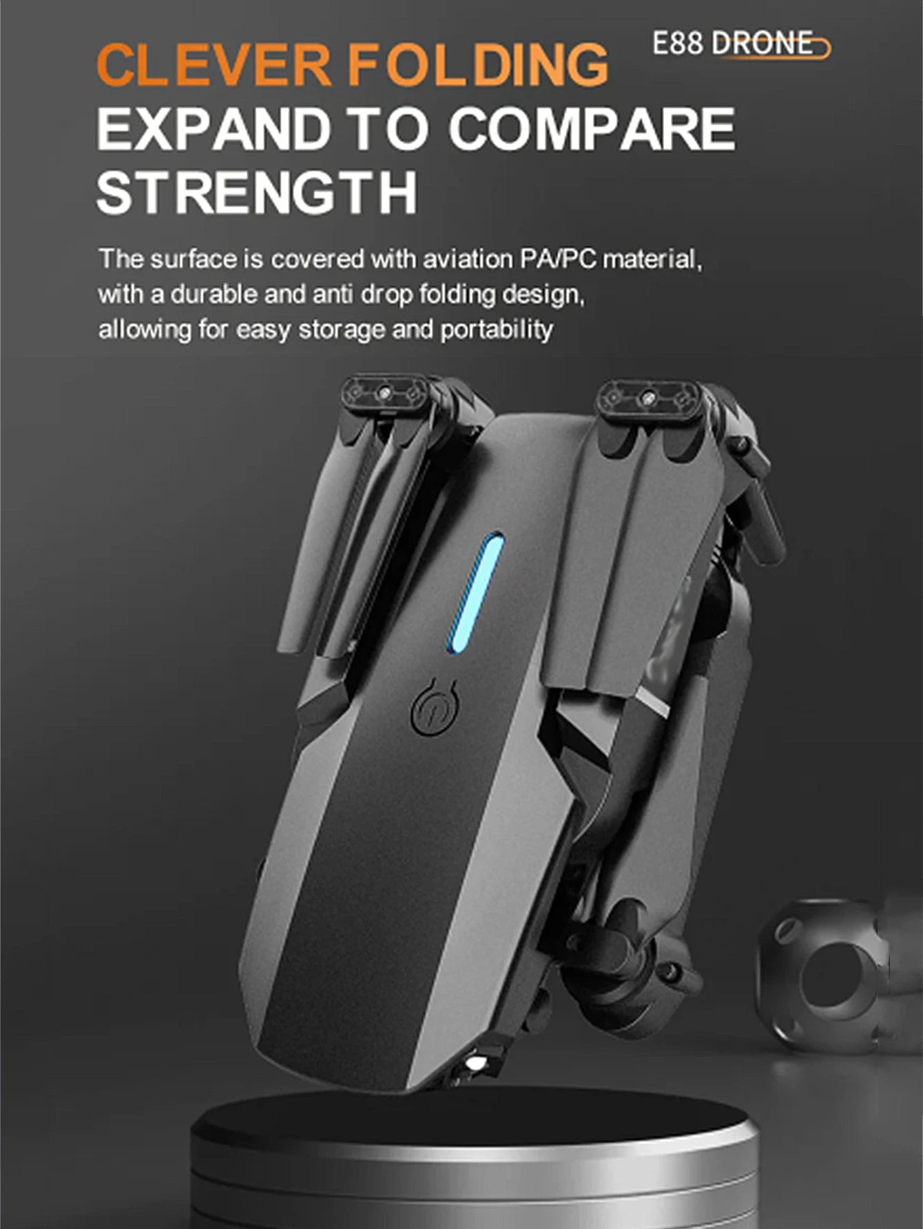 E88 4K Professional Drone, Wide-Angle HD Camera, WiFi FPV, Altitude Hold, Foldable RC Quadrotor Helicopter, Children's Toys (Camera Not Included)