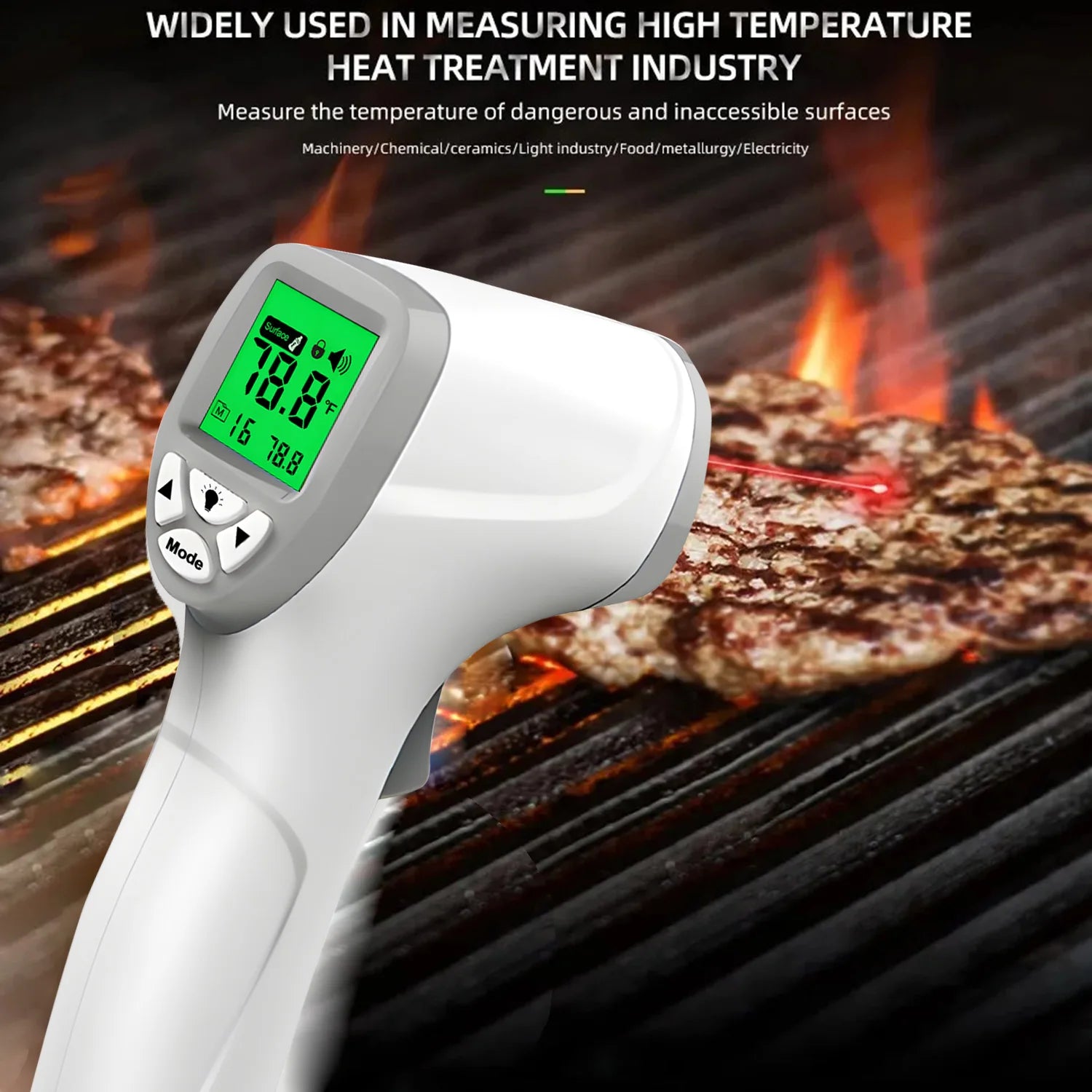 Thermomètre infrarouge numérique pyromètre extérieur Laser compteur haute température thermomètres de cuisine alimentaire ajuster le compteur de chaleur