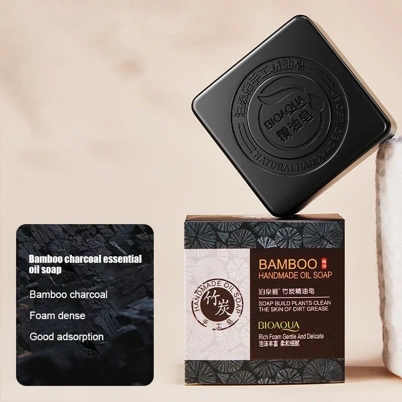 Savons aux huiles essentielles Bioaqua au miel, rose, jasmin, aloé, matcha, myrtille, lavande, charbon de bambou, savons en bambou noir
