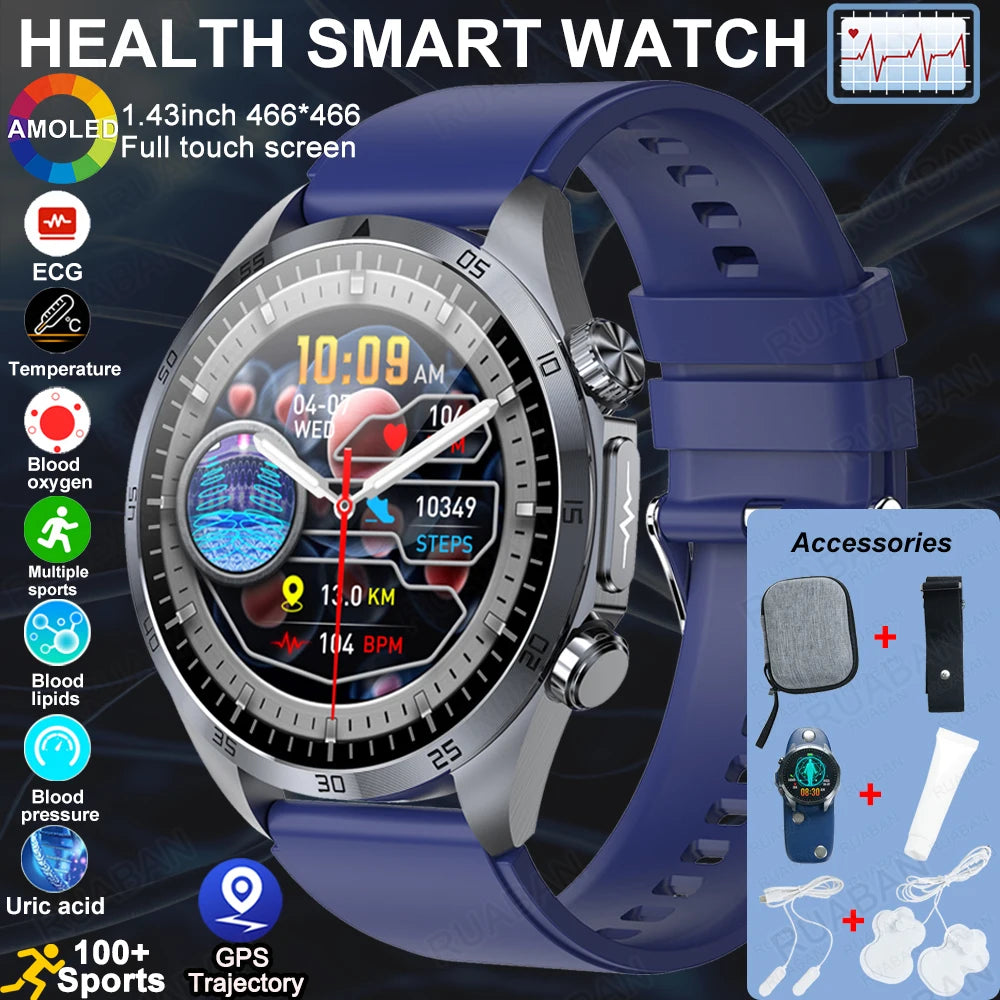 2025 nouvelle montre intelligente hommes pour huawei pression artérielle santé montre CES sommeil pulsé thérapeutique acide urique lipides sanguins graisse corporelle