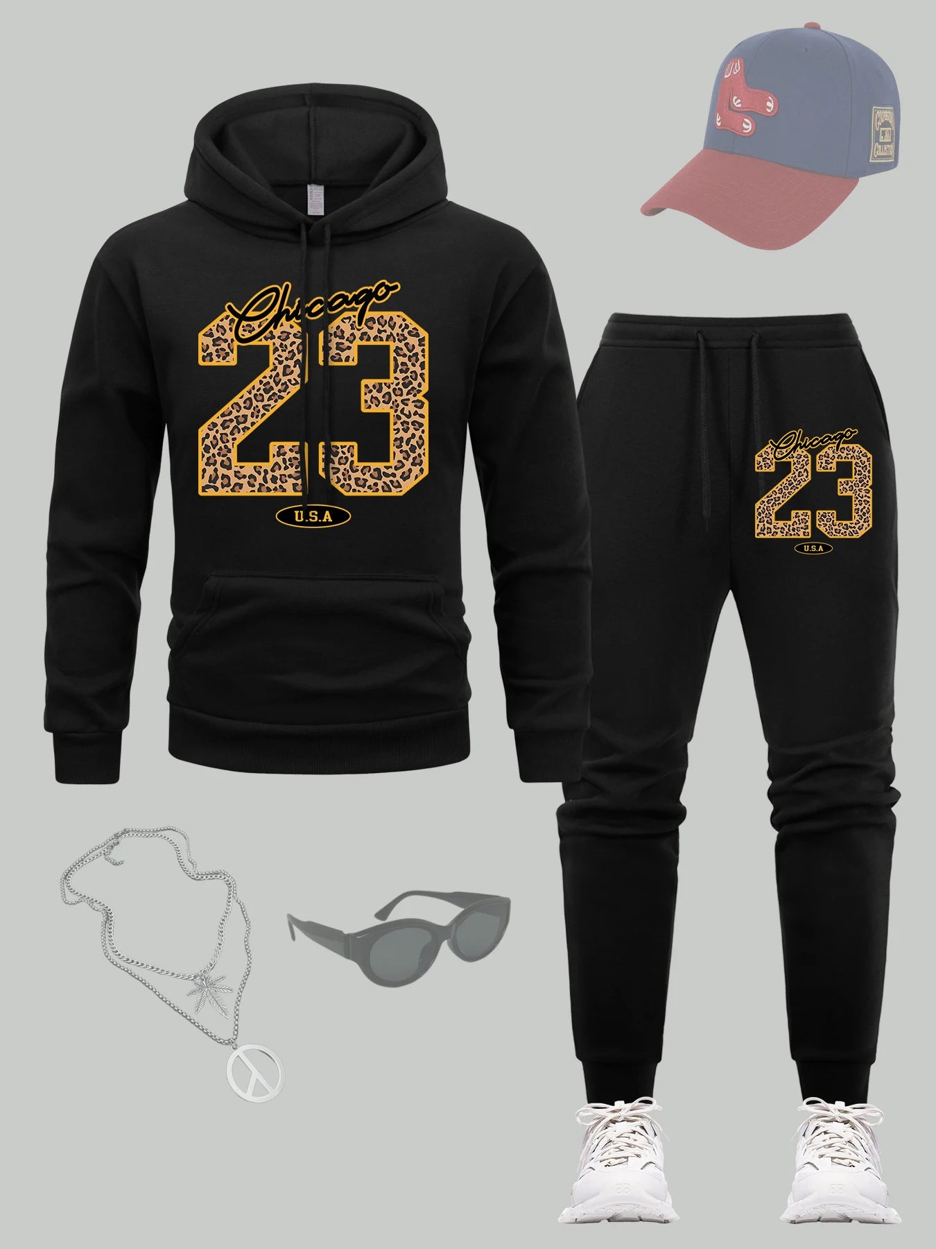 Chicago 23 Usa sweat à capuche imprimé ensemble hommes automne vêtements de sport décontractés ensembles polaire mode pull tout-Match Hip Hop mâle pantalons de survêtement