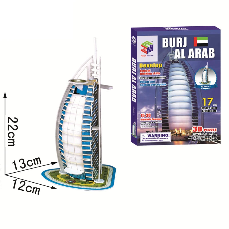 Jouets éducatifs Puzzles 3D jouets enfants développement intellectuel mondes Construction de bâtiments célèbres Puzzles 3D jouet