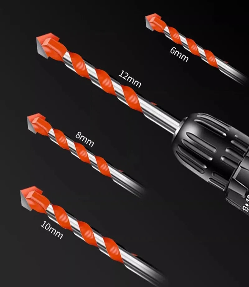Jeu de forets à percussion en carbure, outils de forage multifonctionnels pour trous triangulaires 3-12mm pour le perçage de carreaux de verre, de céramique, de béton et de briques