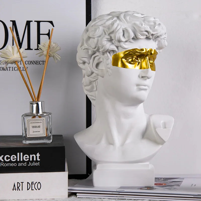 European home decor, David head resin statues, modern abstract art bust sculpture, practical sketch art