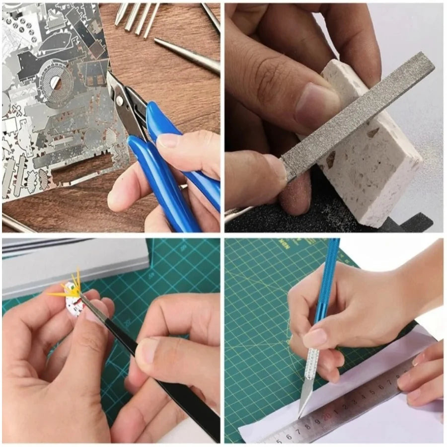Modèle outils de base artisanat bricolage modèle de voiture passe-temps bâtiment réparation outil d'assemblage débutant ciseaux faits à la main pince à épiler