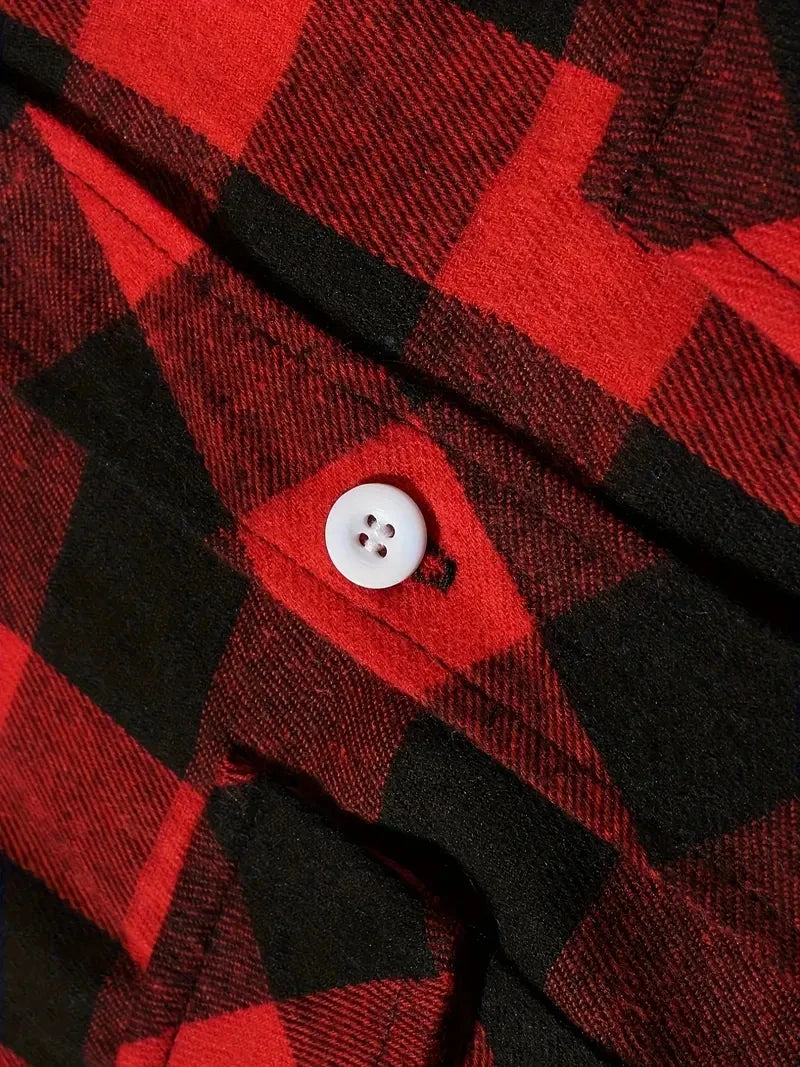Chemises pour hommes simple boutonnage classique Plaid intelligent décontracté chemise en flanelle à manches longues poitrine deux poches conception printemps automne hommes hauts