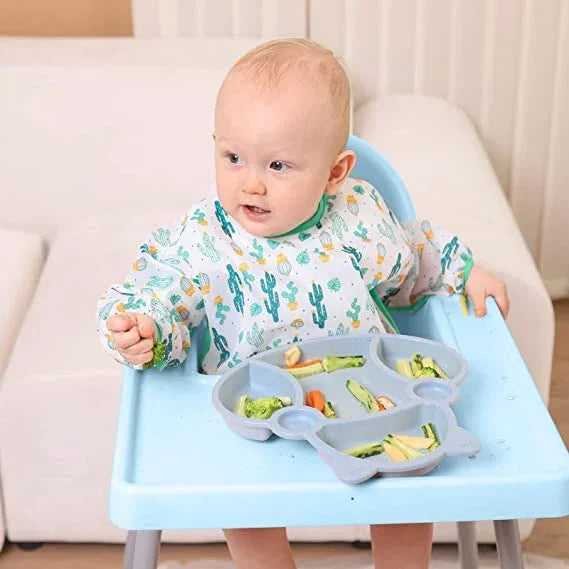 Bavoir de dessin animé en Silicone pour bébé de 0 à 6 ans, bavoirs doux, vêtements mignons pour tout-petits, sans BPA, tablier imperméable à manches longues