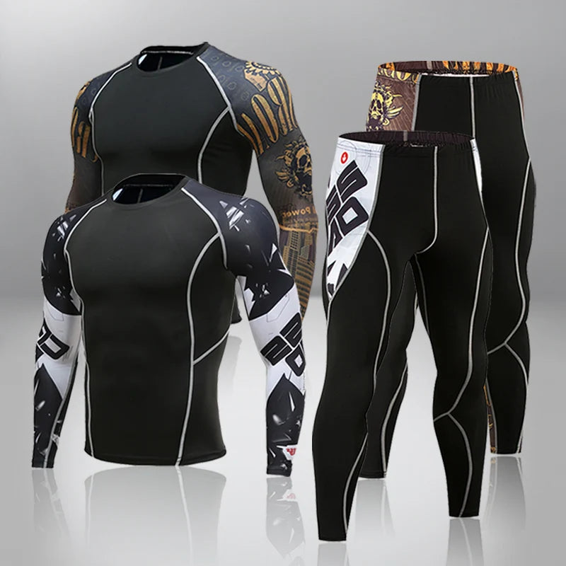 New Men's Thermal Underwear Sets, Compression Sports Suit, Sweat-Wicking, Quick-Drying Thermal Underwear, Men's Long Johns Sets