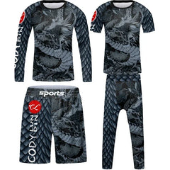 Vêtements de sport à compression pour enfants, survêtement de course pour garçons, ensemble t-shirt et pantalon Muay Thai, MMA BJJ Training Sportedly