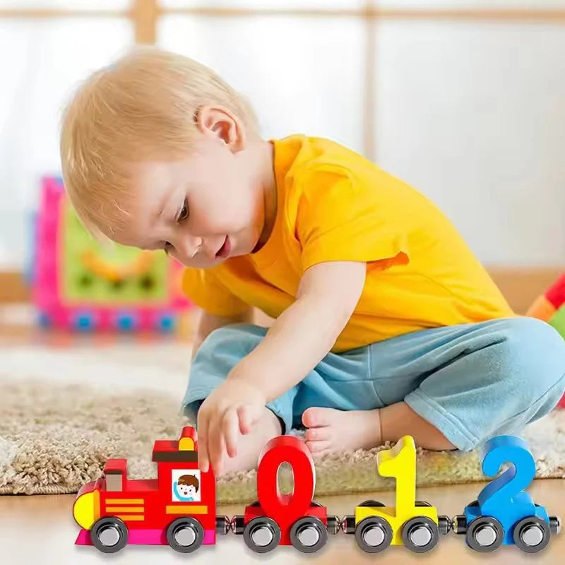 Ensemble de Train pour tout-petits, Puzzle de Train numérique magnétique, ensemble de Train en bois pour tout-petits, trains numériques, activités d'apprentissage éducatives