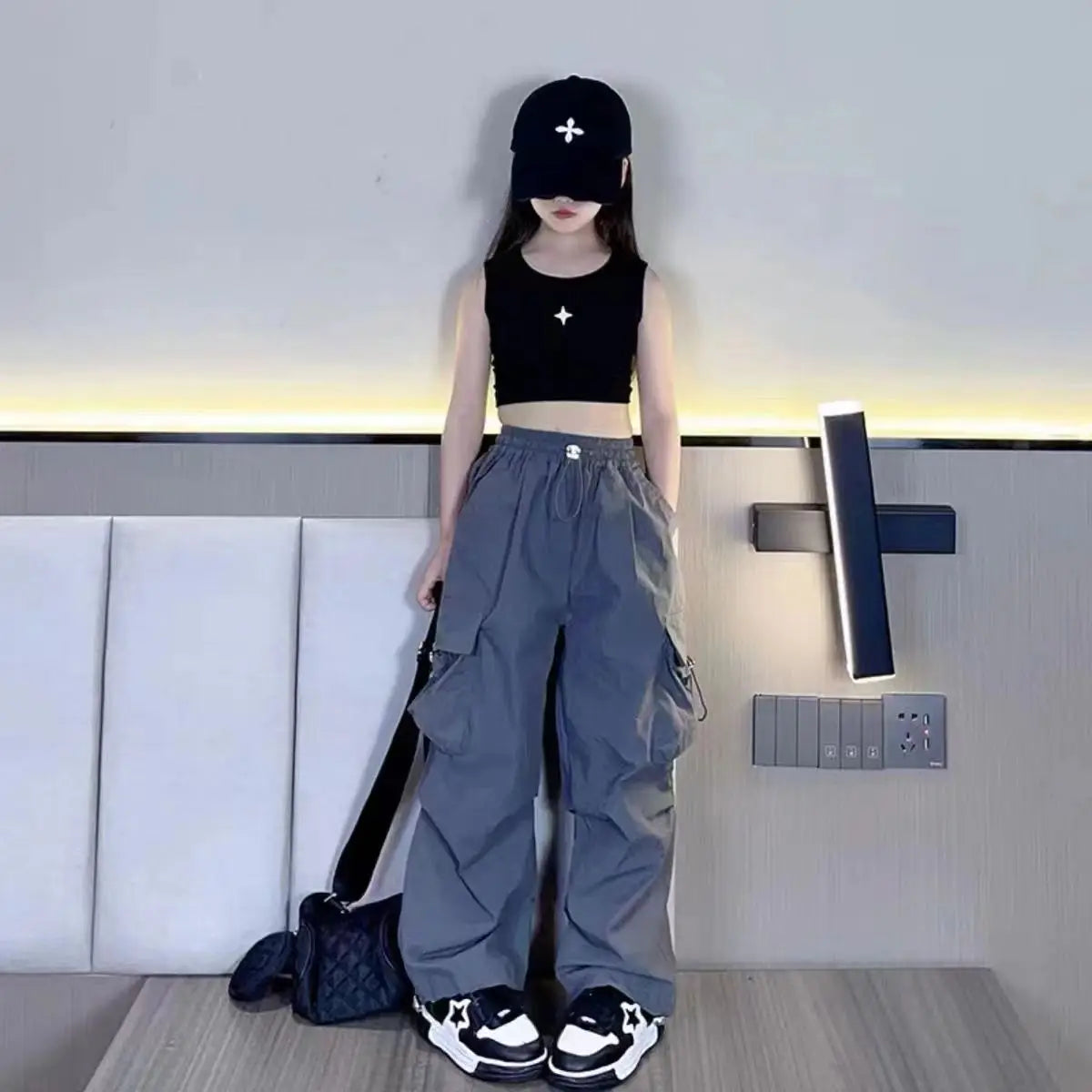 Pantalons Cargo pour filles de 5 à 14 ans, mode printemps, pantalons amples pour enfants, nouveau Style, pantalons à jambes larges, vêtements décontractés pour filles