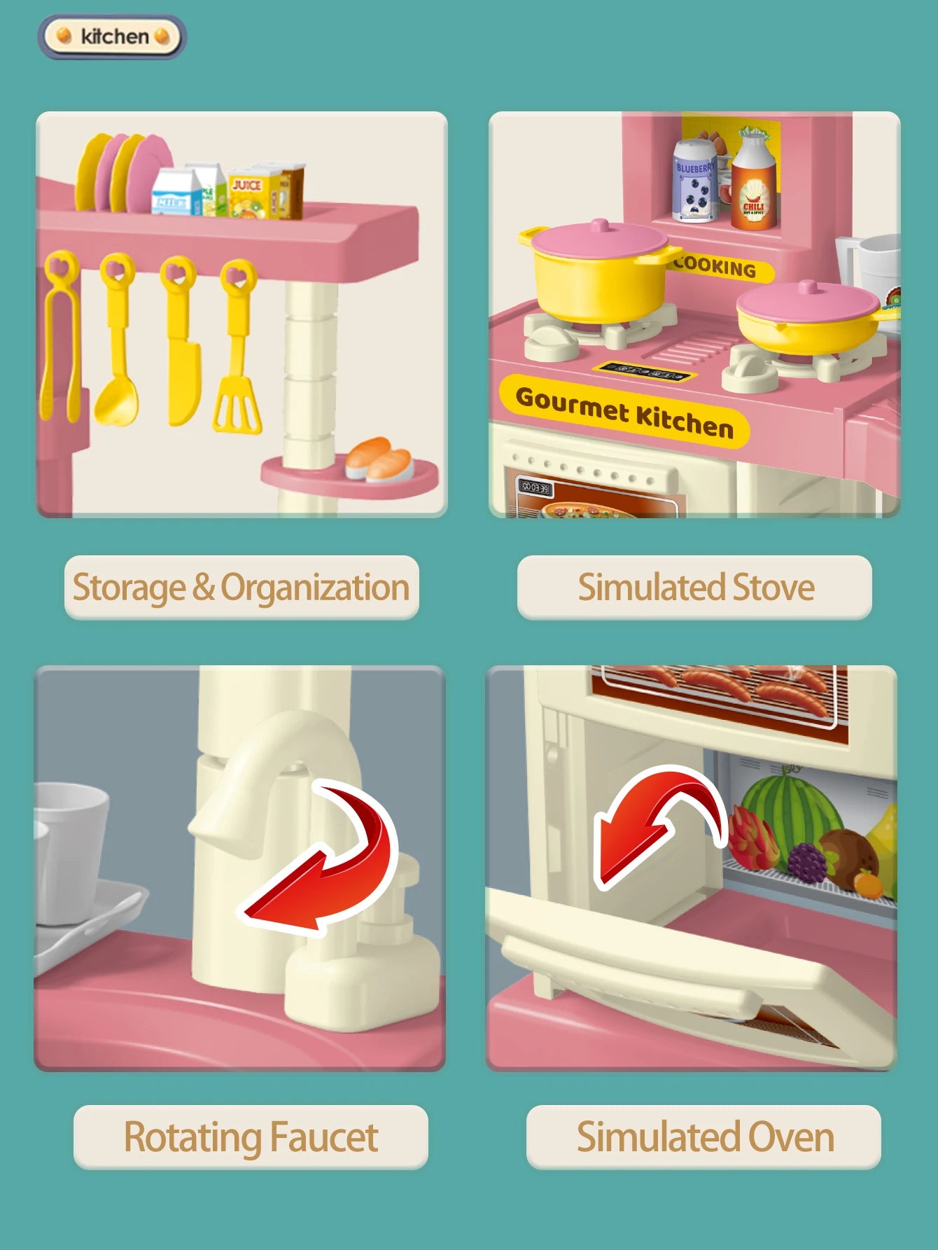 Accessoires de cuisine pour enfants, ensemble de jeu, jouets, aliments de cuisine, casseroles, Pots à lait, fourchette à pain pour enfants de 3 ans et plus, garçons et filles