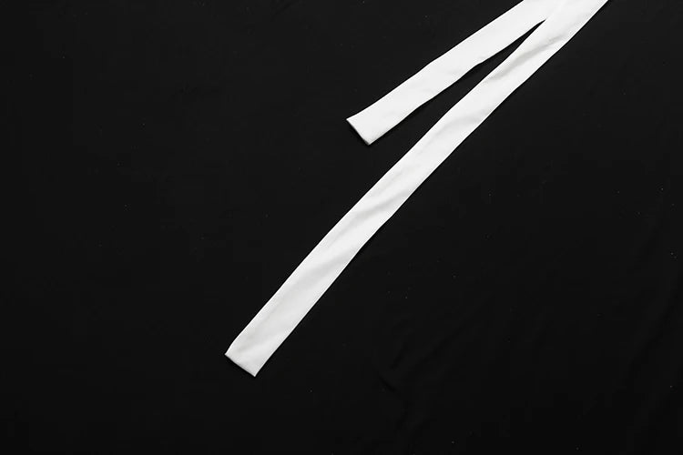 Sisterlinda – robe croisée sans taille pour femmes, col haut, Bandage, pompon, fente, manches longues, dos nu, plis, Sexy, moulante, fête de minuit, Y2K