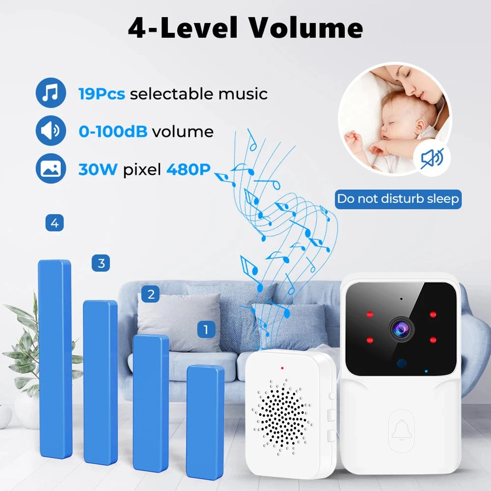 Sonnette vidéo WiFi sans fil pour téléphone, système d'interphone bidirectionnel, Vision nocturne IR, sonnette de sécurité pour maison intelligente, moniteur de caméra