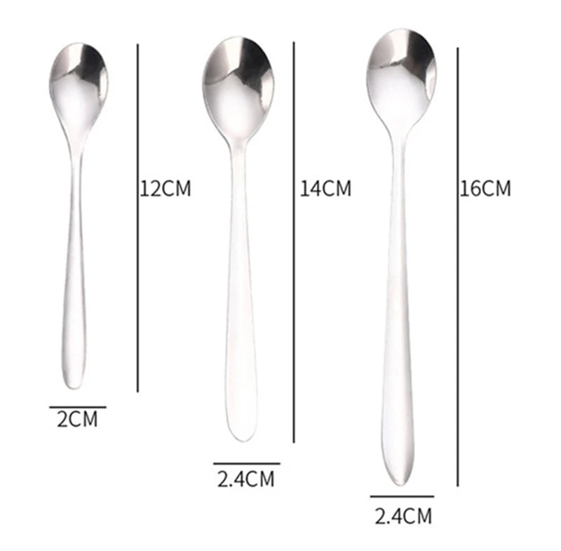 Round, gold-plated stainless steel teaspoons with long handles, for cupcakes, fruit, coffee, honey, desserts, Assad spoon, Britware