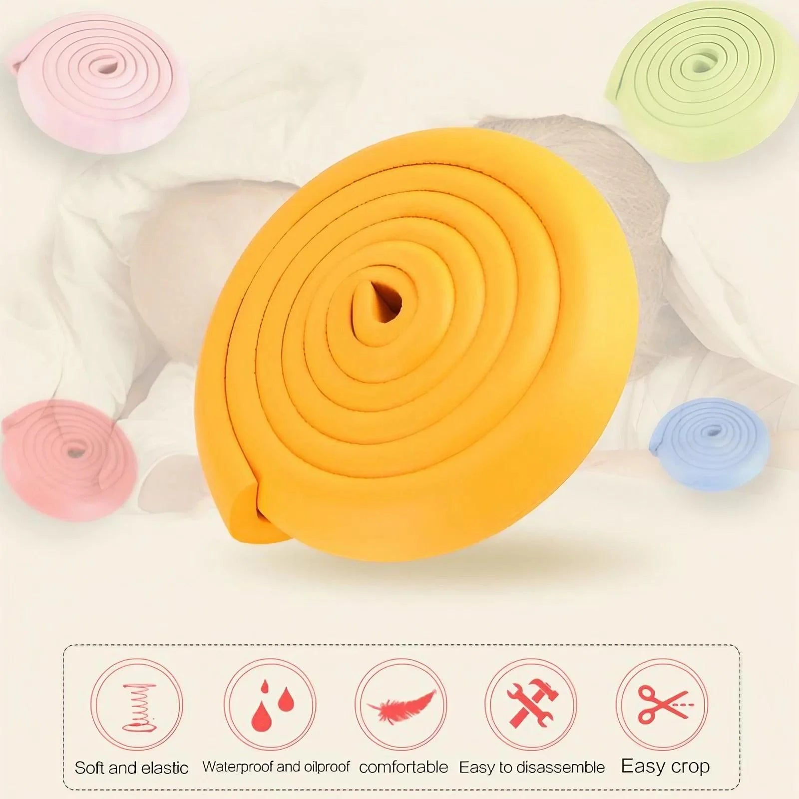 Bande de pare-chocs de sécurité pour enfants de 207cm, Protection épaisse en forme de L, protection du bien-être du bébé
