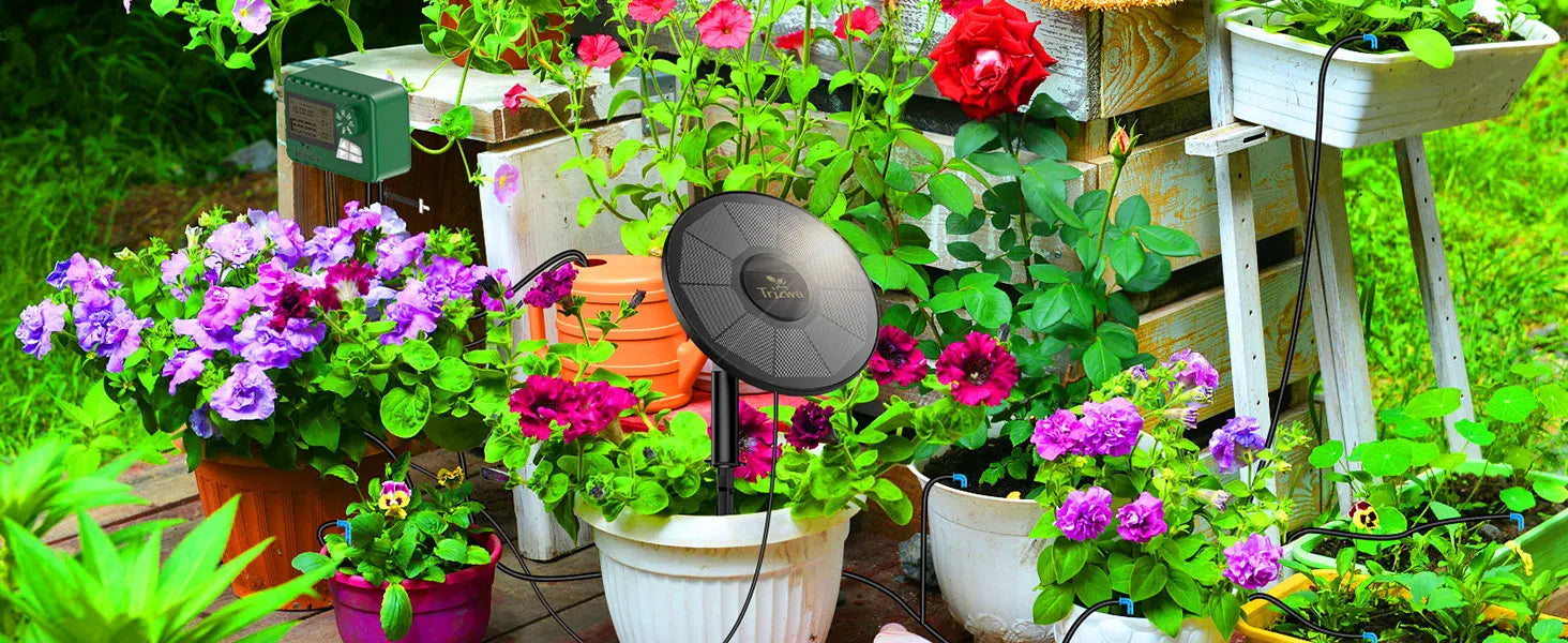 Kit de système d'irrigation goutte-à-goutte solaire pour plantes de jardin avec écran d'affichage, minuterie d'arrosage automatique de voyage bricolage, dernier cri