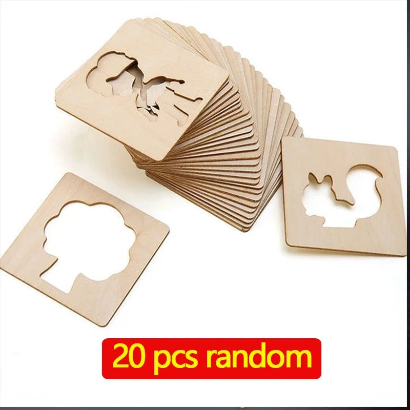 Jouets Montessori pour enfants, jouets de dessin, modèle de peinture en bois, pochoirs, jouets éducatifs d'apprentissage pour enfants, cadeau de noël