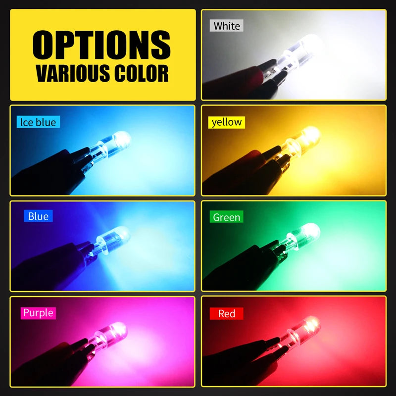 AILEO 10 pièces T10 LED douille W5W verre COB 6000k lecture dôme lampe marqueur cale plaque d'immatriculation ampoule 168 194 192 DC 12V blanc