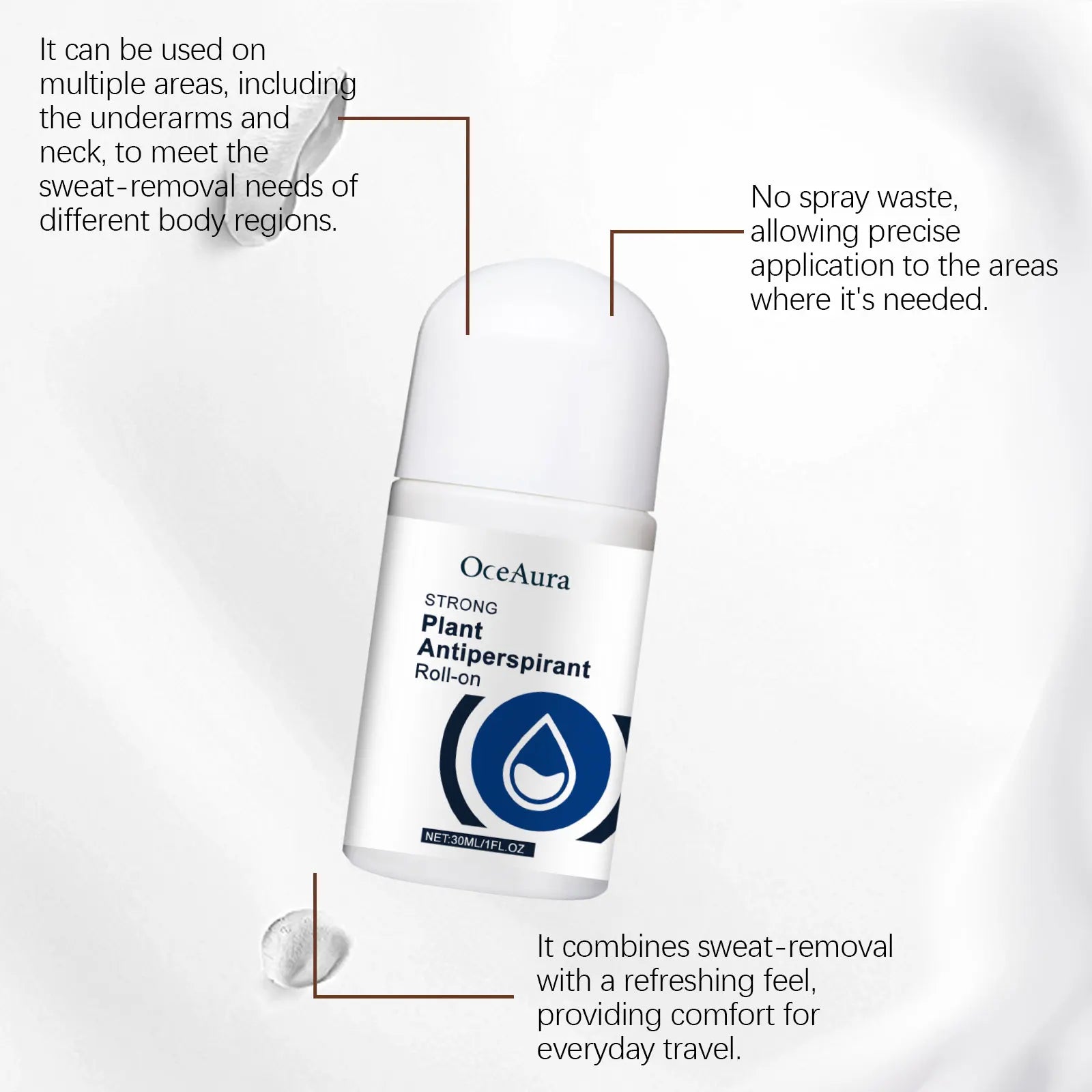 Déodorant anti-transpirant Roll-On, réduit la transpiration, dissolvant d'odeurs, aisselles, corps, bâton déodorant, séchage rapide, rafraîchissant durable pour hommes et femmes